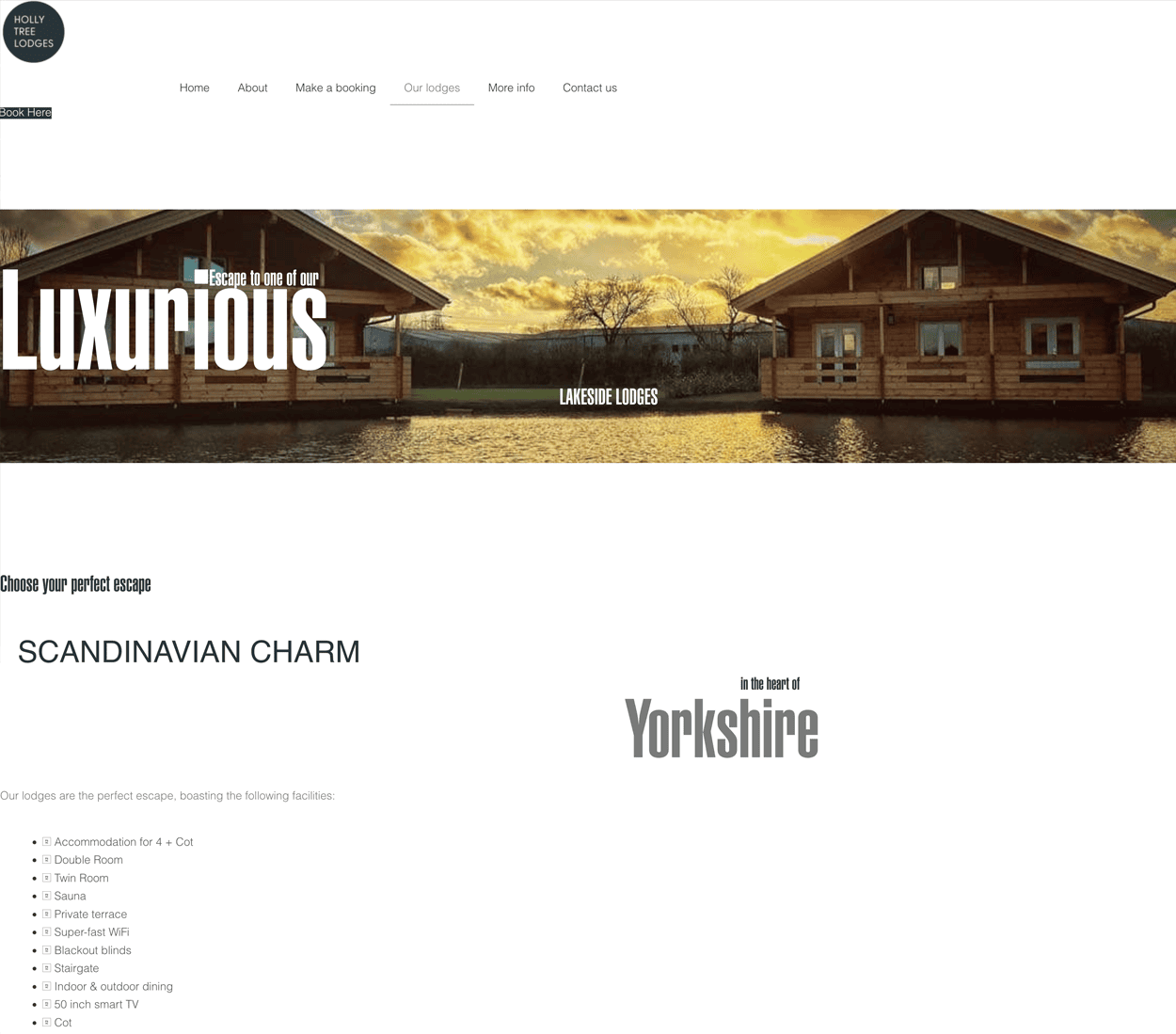 The old Holly Tree Lodges website